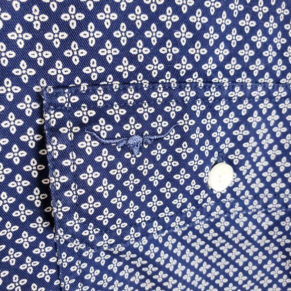R.M.Williams Australia Cotton Blouse Shirt Printed Women's size 10 Navy Preppy - Picture 8 of 12